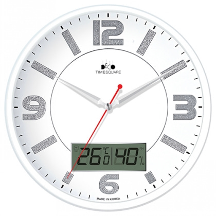 [CN300WSM] 화이트실버온습도벽시계