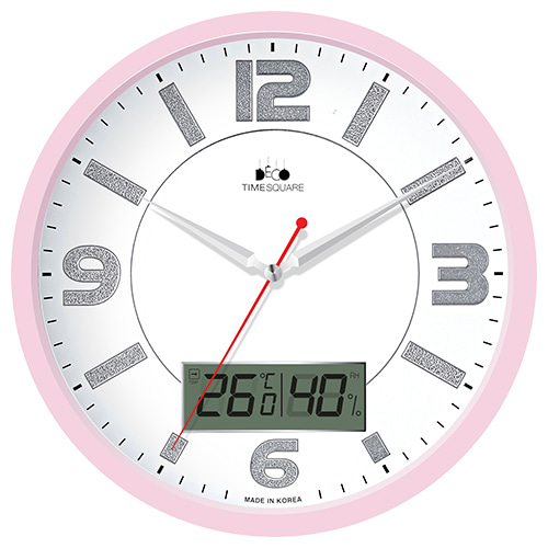 [CN300PM] 핑크실버온습도벽시계